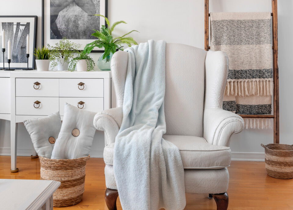 Painted Fabric Wing-Back Chair