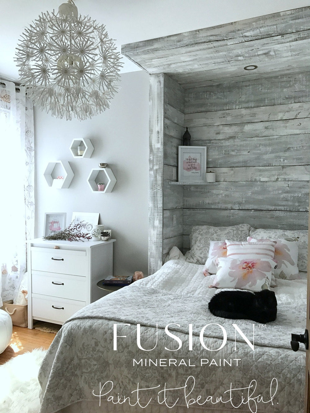 How to Paint a Barn Board headboard feature wall