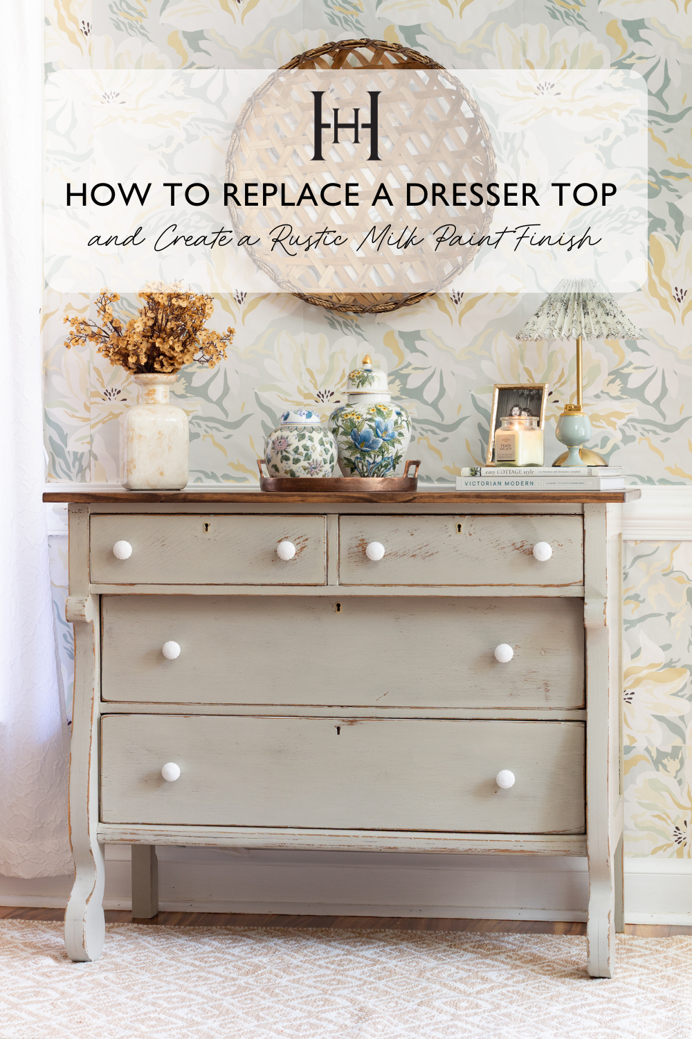 How to Replace a Dresser Top and Create a Rustic Milk Paint Finish